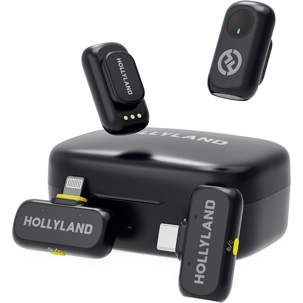Microfone Lapela Hollyland Lark A1 Combo Preto Para iPhone e Android USB-C Lighting