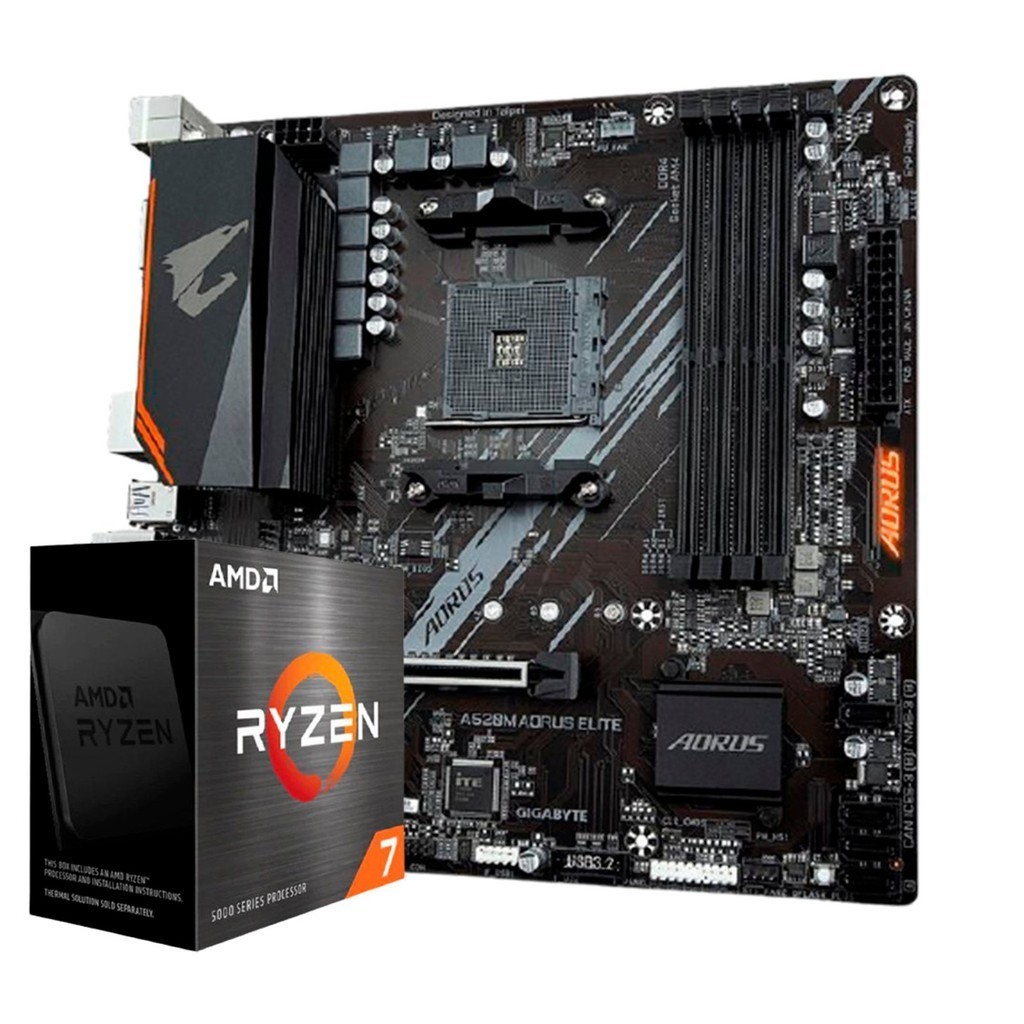 Kit Upgrade AMD Ryzen 7 5700X Placa Mãe Gigabyte B550M Aorus Elite