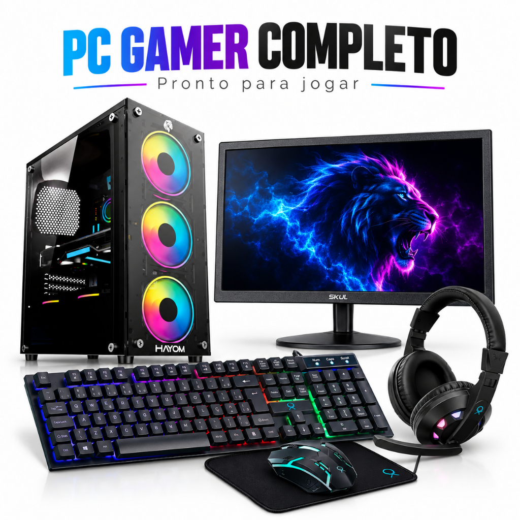 PC Gamer Completo Core i5 8GB GT 730 4GB SSD 240GB Gabinete RGB Kit Gamer Monitor