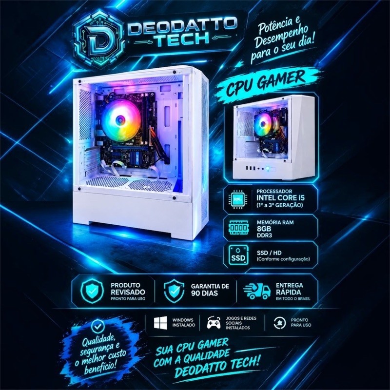PC Gamer Intel Core i3/i5 8GB RAM HD 500GB ou 1TB - Branco PC Gamer Intel Core i3/i5 8GB RAM HD 500GB ou 1TB - Branco