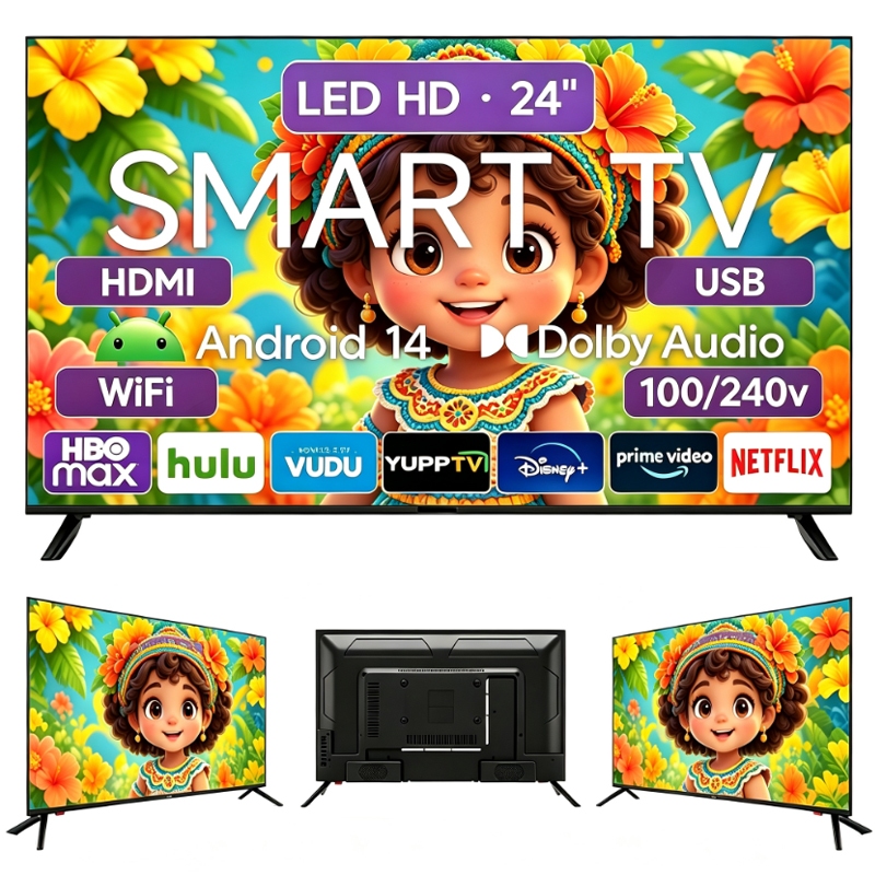 Smart TV de 24 Polegadas Full HD LED Wi-Fi, HDMI Apps Android TV Integrados 100/240V