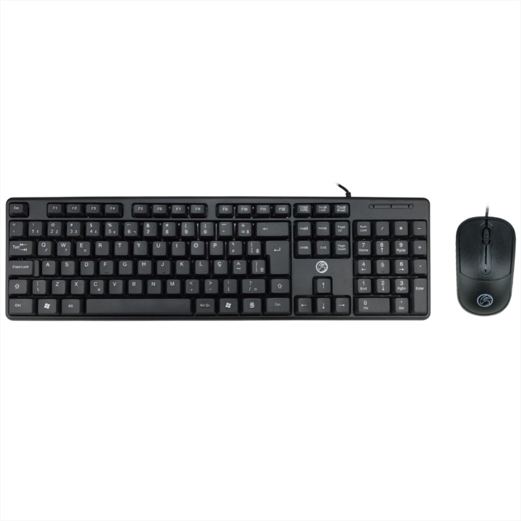Kit Teclado e Mouse com Fio Brazil PC BPC-8236/129 - USB - ABNT2 - 1000 DPI - Cabo 1.2m - Preto