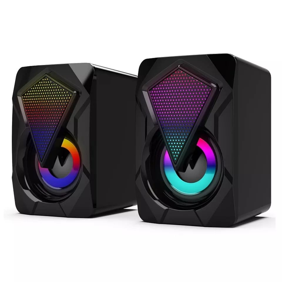 Caixa De Som Para Computador Pc Notebook 6w Led RGB Gamer Caxinha Alto Falante