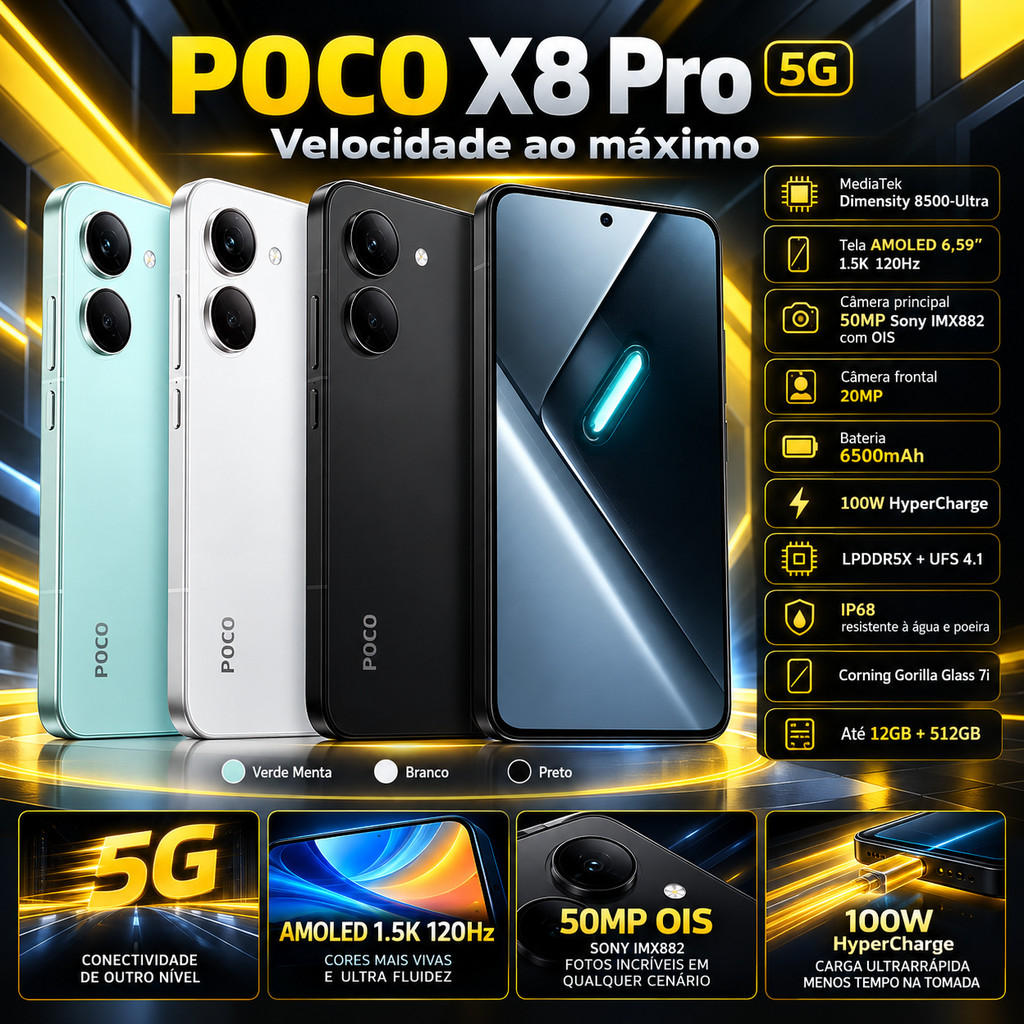 Xiaomi Smartphone POCO X8 Pro 5G 12GB 512GB Dual SIM 6.59 Inch AMOLED NFC Global Version