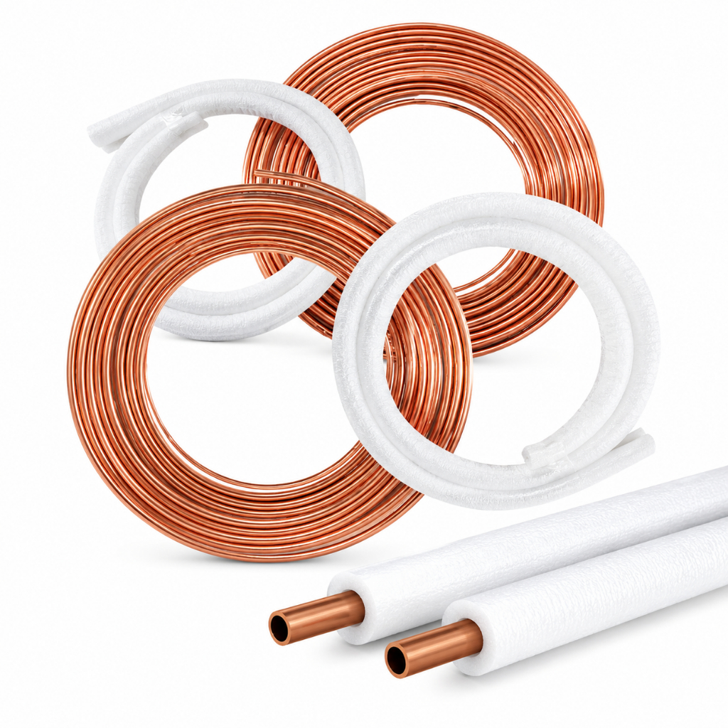 Kit Tubo Cobre 1/4 + 3/8 15m + Blindado para Instalação Ar Condicionado Split