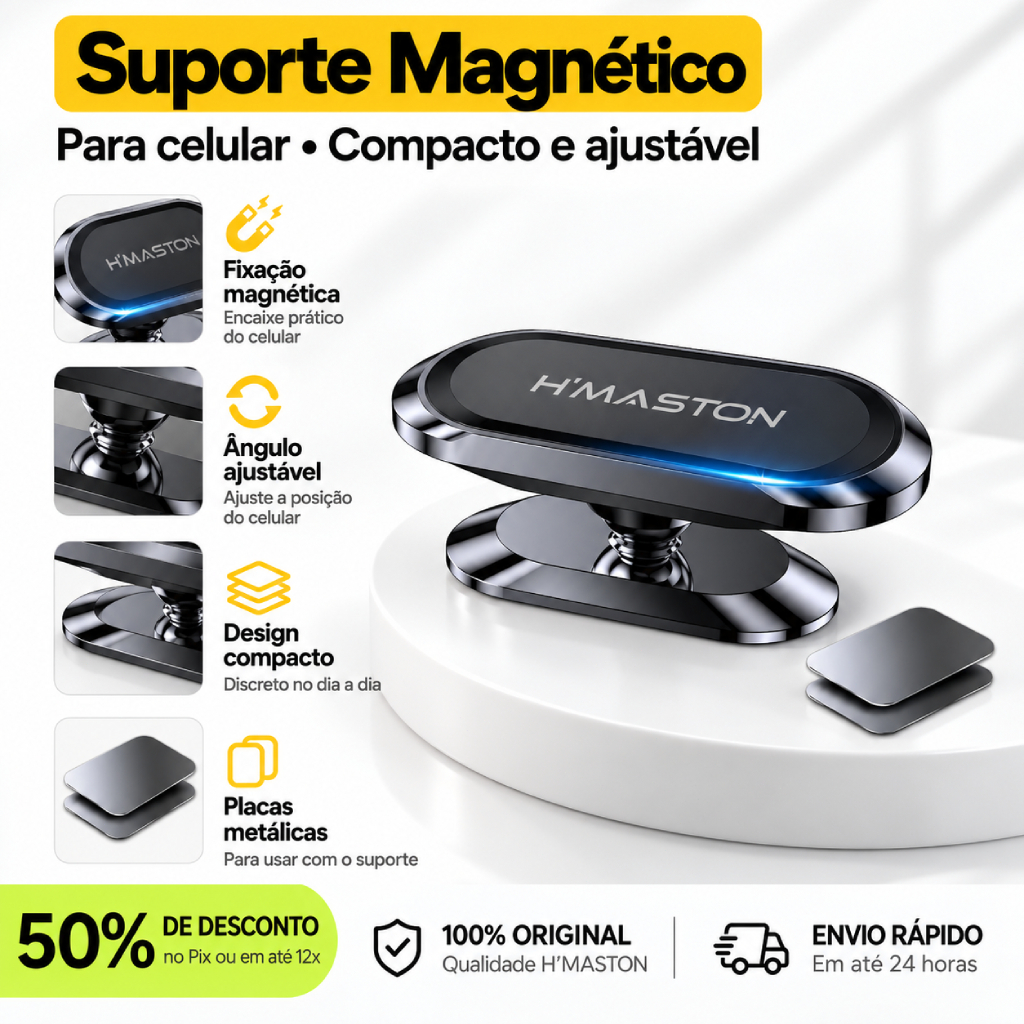Suporte Celular Carro Magnético CJ-51 Suporte Veicular Universal 360° Suporte Para Celular Veicular Suporte Celular Carro Magnético CJ-51 Suporte Veicular Universal 360° Suporte Para Celular Veicular