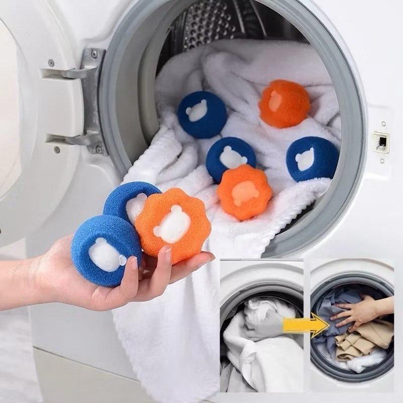 Removedor De Pelos Roupas Kit 4 Bolas Panda 6Cm Para Maquina De Lavar Roupa De Maneira Fácil-envio rápido