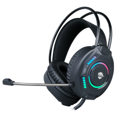 Headset Gamer Ninja Rainbow, 3.5mm + USB, PC, RGB, Drivers 50mm, Black