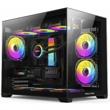 Gabinete Gamer Round5 Blast Black, Aquário, Mini Tower, Lateral de Vidro, mATX, Sem Fans, Preto, R5-BLAST