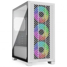 Gabinete Gamer Cooler Master Elite 301 Branco, ARGB, Vidro Temperado, Mid Tower, mATX, Com 3 Fans, E301-W