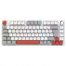 Teclado Mecânico Gamer PCYes Arkeum White Ghost, Rainbow, Switch Blue, 75%, ABNT2, Branco, Cinza e Laranj