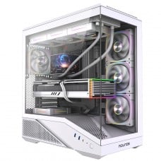 Gabinete Gamer Round5 IceBox White, Mid Tower, Lateral e Frontal de Vidro, ATX, Com 4 Fans, Branco, R5-IC
