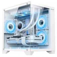 Gabinete Gamer Hayom GB1791, Aquario, Mini Tower, Vidro Temperado, m-ATX, Com 4 Fans, Sem Fonte, Branco