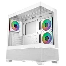 Gabinete Gamer Cooler Master Elite 690 Wood, Vidro Temperado, Mid Tower, ATX, Com 3 Fans, Branco, E690-WH