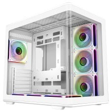 Gabinete Gamer Cooler Master Elite 600, ARGB, Mid-Tower, Vidro Temperado, ATX, Branco, Sem Fonte, Com 7 F