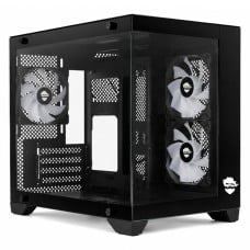 Gabinete Gamer Ninja Akyra X3, Mid Tower, Vidro Temperado, M-ATX, Com 3 Fans, Sem Fonte, Preto, GN-CS-MAB