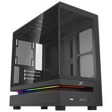 Gabinete Gamer SuperFrame Flow 500, RGB, Mid Tower, Vidro Temperado, M-ATX, Sem Fans, Preto, SF-CS-FLW50M