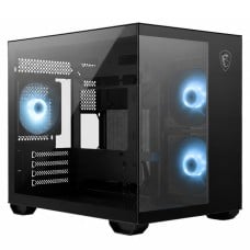 Gabinete Gamer MSI PRO PANO M120R, Mini Tower, Vidro Temperado, M-ATX, ARGB, Com 3 Fans, Preto, 306-7G12P