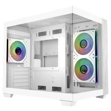 Gabinete Gamer Cooler Master Elite 481 Wood, Vidro Temperado, Mini Tower, mATX, Com 3 Fans, Branco, E481-