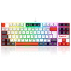 Teclado Mecânico Gamer Redragon Kumara, RGB, Switch Brown, ABNT2, Branco, Preto e Vermelho, K552WLR-RGB P