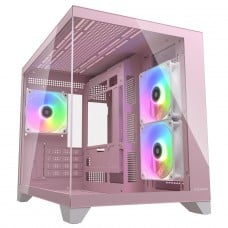 Gabinete Gamer Cougar FV150 Mini RGB, Mini Tower, Vidro Temperado, MATX, Com 3 Fans, Rosa, 382QA60.0004