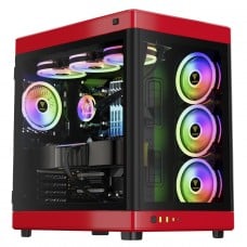 Gabinete Gamer Gamdias NESO P1 BR, Full Tower, Vidro Temperado, ATX, Black/Red, Sem Fonte, Sem Fan