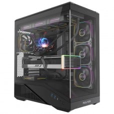 Gabinete Gamer Round5 IceBox Black, Mid Tower, Lateral e Frontal de Vidro, ATX, Com 4 Fans, Preto, R5-ICE Gabinete Gamer Round5 IceBox Black, Mid Tower, Lateral e Frontal de Vidro, ATX, Com 4 Fans, Preto, R5-ICE