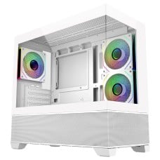 Gabinete Gamer Cooler Master Elite 490, Vidro Temperado, Mini Tower, mATX, Com 3 Fans ARGB, Branco, E490-