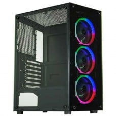 Gabinete Gamer K-MEX CG-30C5, RGB, Mid Tower, Lateral em Vidro, ATX, Com 3 Fans, Sem Fonte, Preto, CG30C5