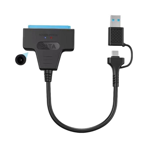 Adaptador USB 3.0 Tipo-C Para SATA Para SSD/HDD De 2.5/3.5 Polegadas Com Adaptador De Energia 12V 2A