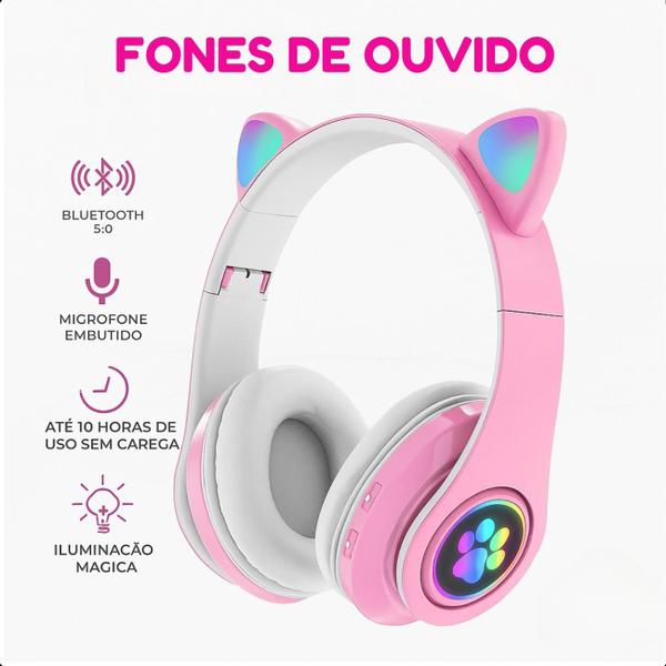 Headset Gamer Infantil Rosa com Luz LED e Bluetooth Headset Gamer Infantil Rosa com Luz LED e Bluetooth