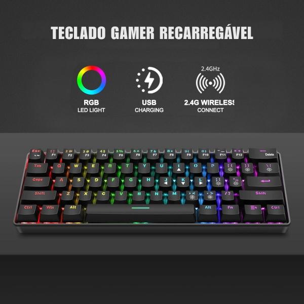 Teclado Gamer T61 Switch Mecânico Azul