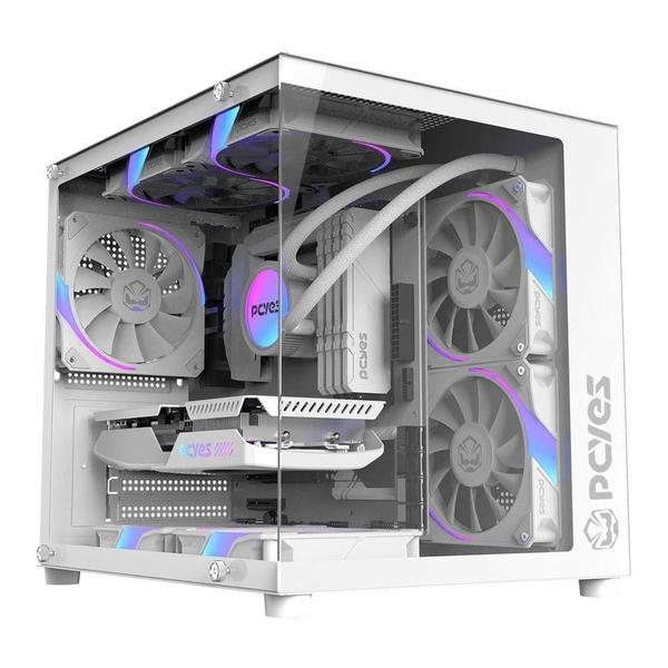 Gabinete Gamer Forcefield Mini White Ghost Mini Tower Mini ITX Vidro Temperado Branco Pcyes