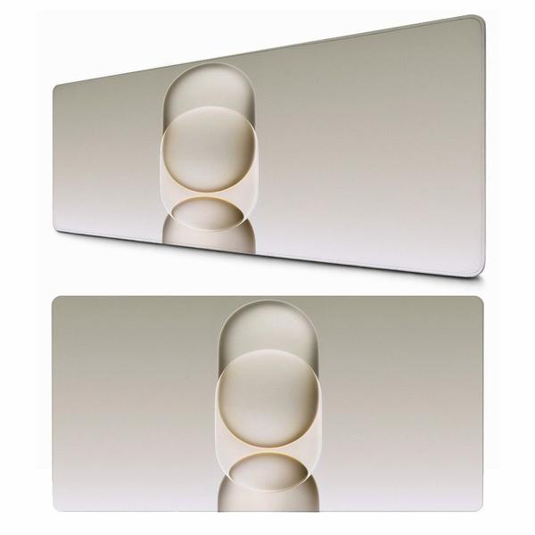 Tapete Gamer Minimalista Bege e Branco Mouse Pad para Teclado Mesa Computador