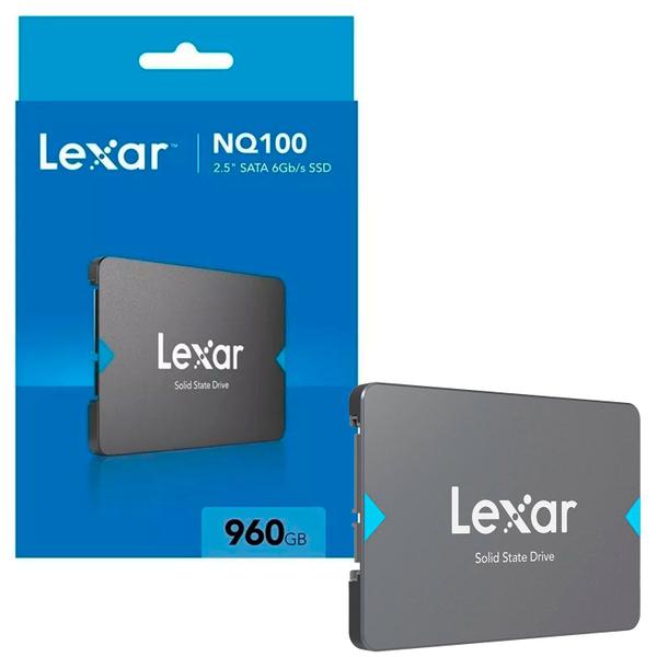 SSD 960GB Lexar NQ100, 2.5" SATA III 6Gb/s, Leitura 550 MB/s, Gravação 500 MB/s - LNQ100X960G-RNNNU