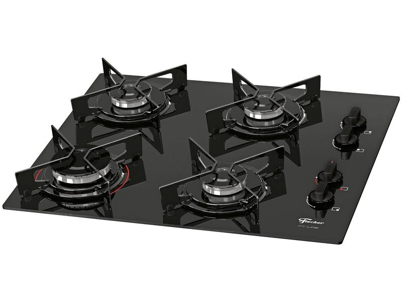 Fogão Cooktop Fischer 4Q Fit Line Gás Mesa Vidro