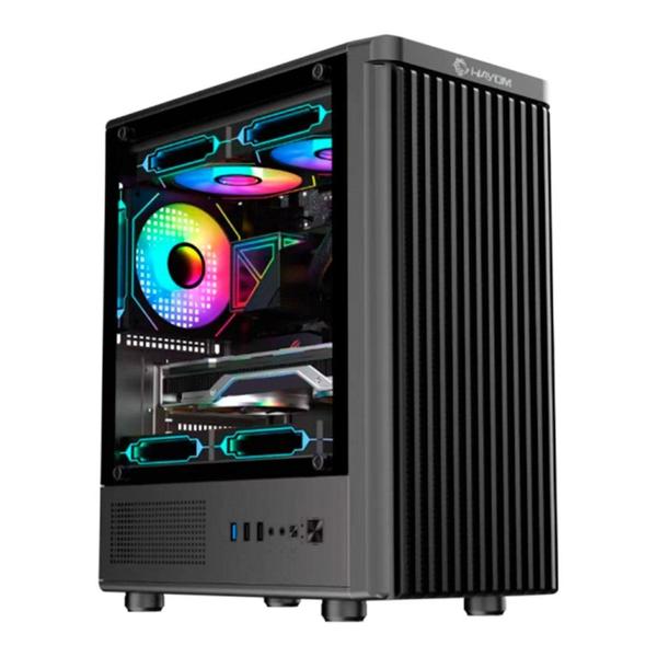 Gabinete Gamer HAYOM GB1727, Mid Tower, Lateral em Vidro, com 3X Fans, Preto - GB.17.10.27