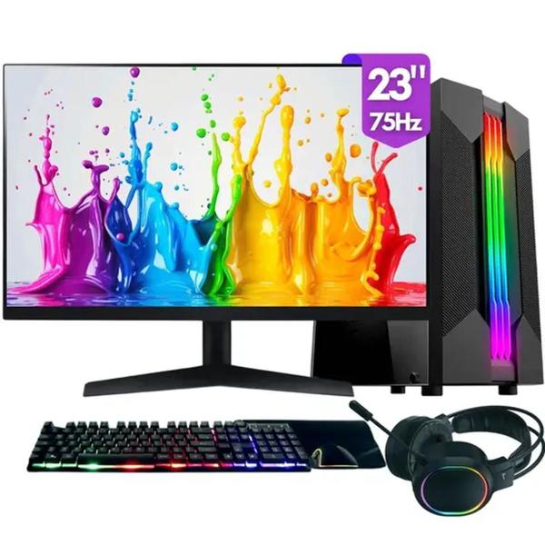 Computador Gamer Intel Core i7, 16GB RAM, SSD 1TB, Fonte 500W, Monitor 23, Kit Gamer completo Windows 11 Pro