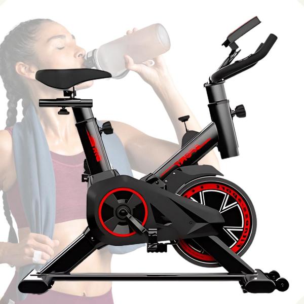 Bicicleta Ergométrica Fitness Spinning Cor Preto E Vermelho Treino em Casa e Academia