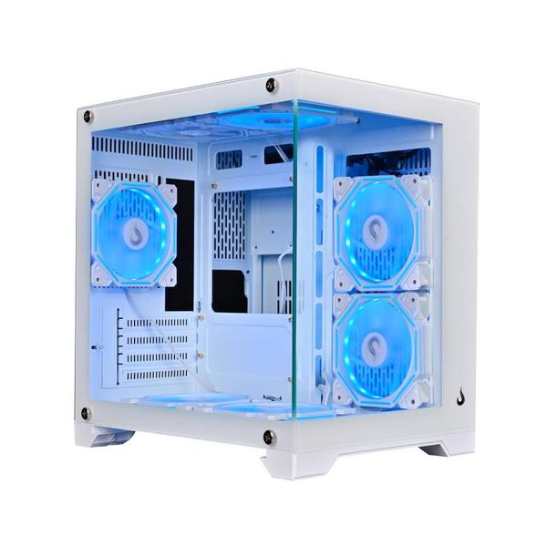 Gabinete Gamer Rise Mode Galaxy Glass M Mini Vidro Temperado Sem Fans Branco RMGAGGMNFW