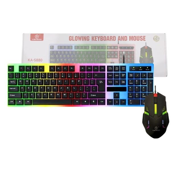 Kit Teclado E Mouse Gamer Semi Mecânico LED RGB