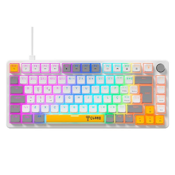 Teclado Gamer Mecânico CLANM Azimut RGB 75 Switch Red Knob
