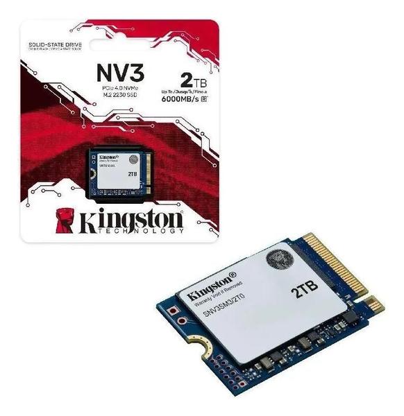 SSD Mini Kingston NV3 2TB M.2 NVMe 2230 PCIe 4.0 Leitura 6000MBs e Gravação 5000MBs