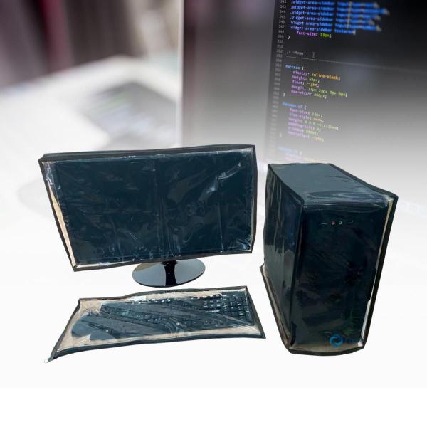 Capa computador pc monitor 25,26 e 27 pol. + cpu + teclado com zíper