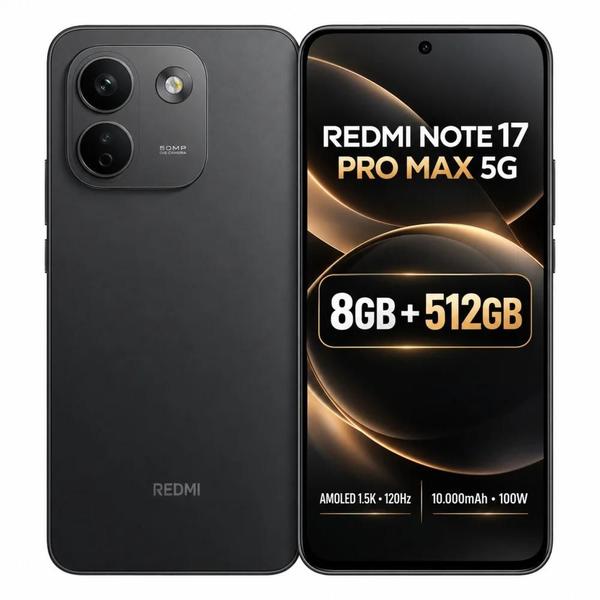 Xiaomi Redmi Note 17 Pro.Max 5G 8GB RAM 512GB Global Black Preço Especial Xiaomi Redmi Note 17 Pro.Max 5G 8GB RAM 512GB Global Black Preço Especial
