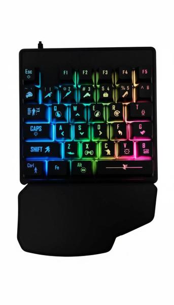 Teclado Gamer Pro Semi Mecanico Single Hand Uma Mao Led Rgb