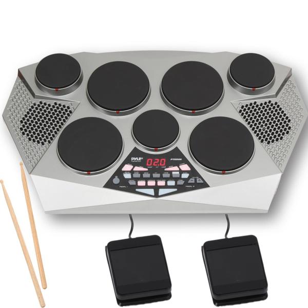 Kit de bateria eletrônica Pyle Pro PTED06 com 7 tambores e pedais
