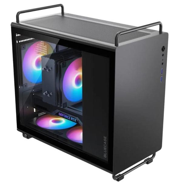 Gabinete Gamer Bluecase BG-056 Tiny Preto Vidro Temperado, USB 3.0, Sem Fonte e Cooler