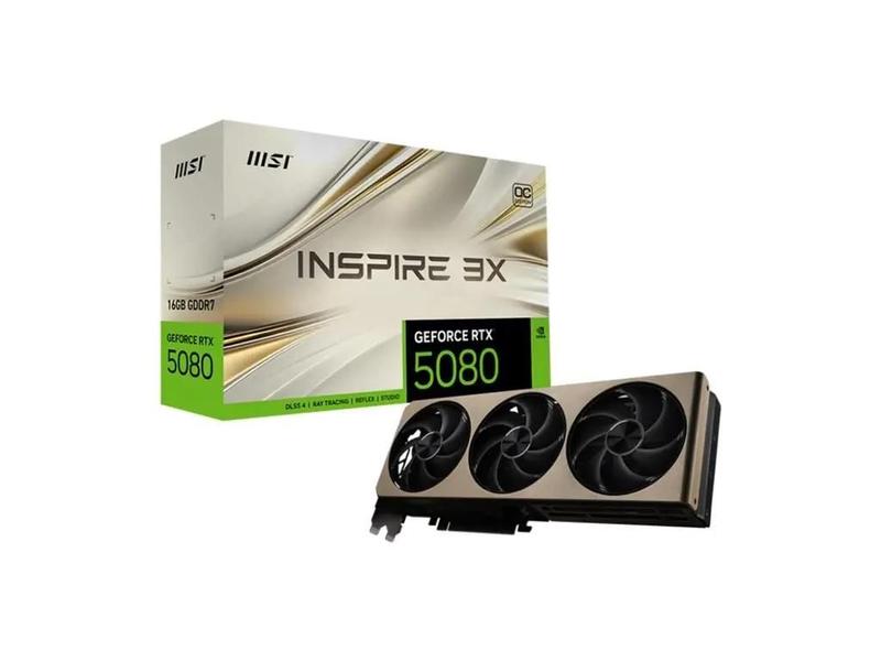 Placa de Video MSI Geforce RTX 5080 Inspire 3X OC 16GB GDDR7 256 BITS - 912-V531-203