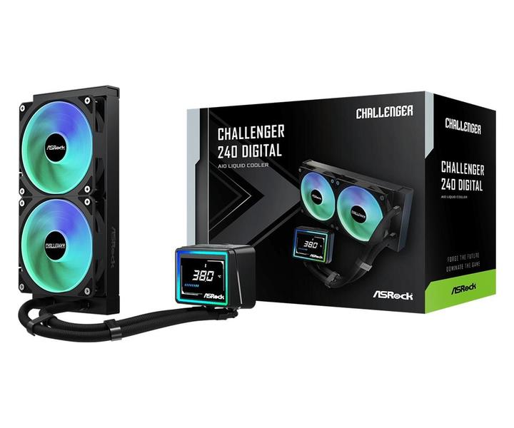 Water Cooler Asrock Challenger 240 Digital Preto 240mm Argb Com Display